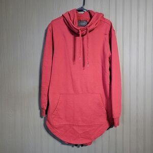 Bleecker And Mercer Long Hooded Sweatshirt Back Zipper Detail Red Women's Large